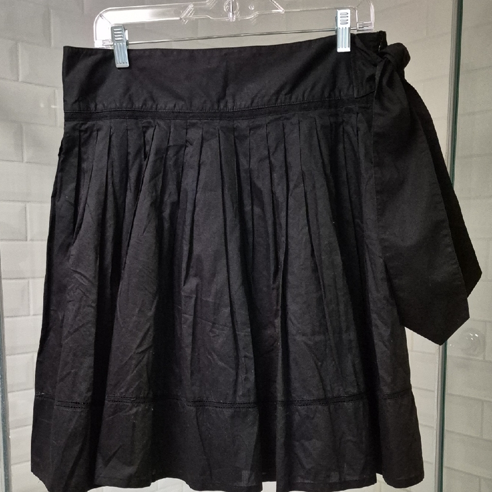 BURBERRY Black Cotton Skirt Side Zipper & Bow Tie Sz. 6